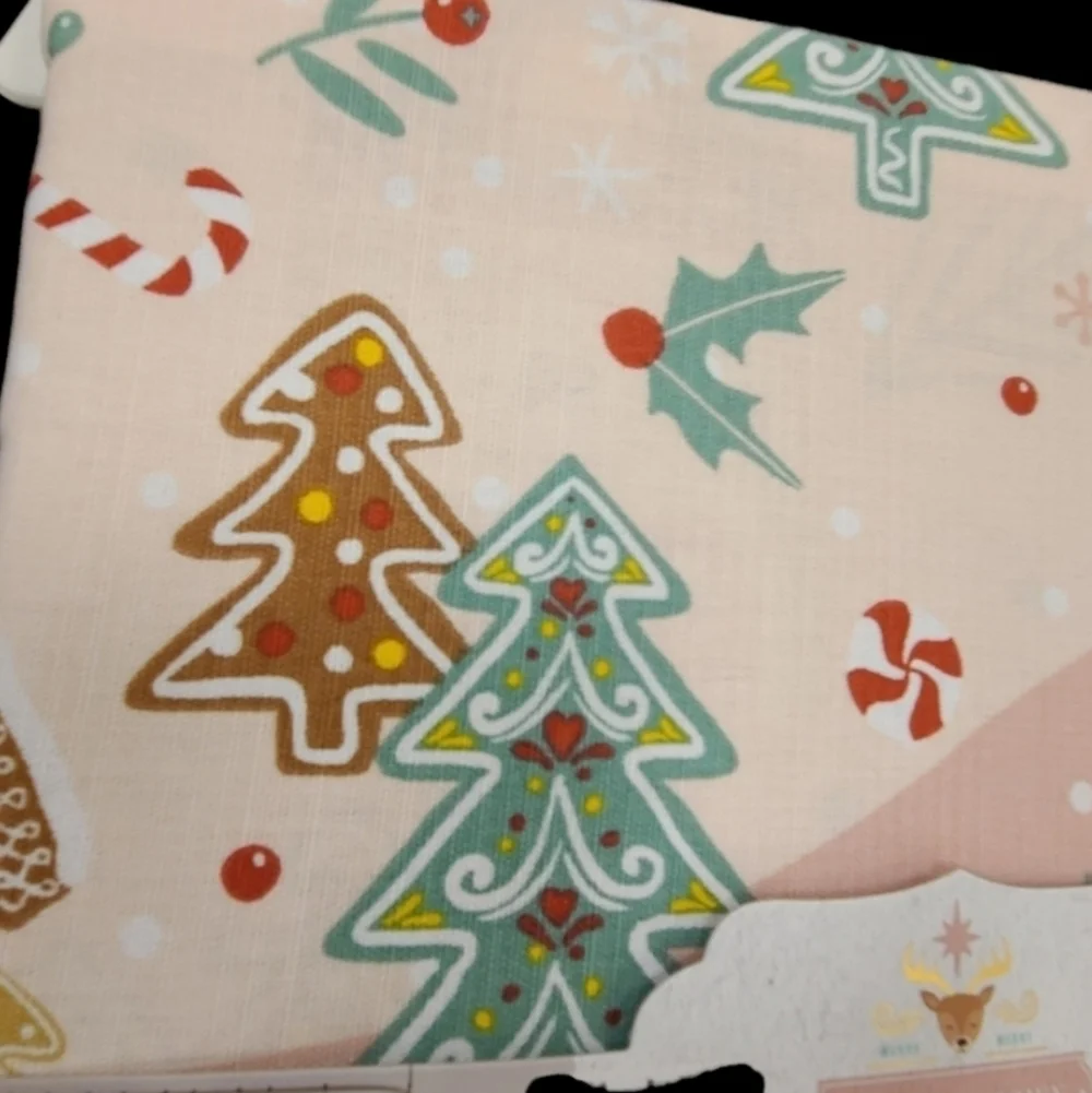 Pink Gingerbread House Christmas Village Fabric Shower Curtain Bathroom Decor